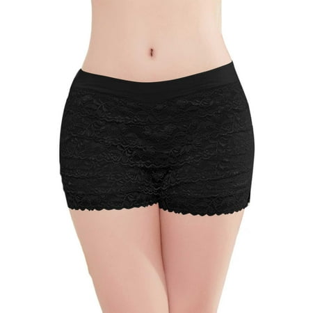 Sopiago Underwear Women Pack Women s Boyshort Panty Pack With Lace Black S