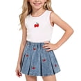 thumbnail image 2 of FSYBOA Girls Outfit Sets, 2 Piece Fashion Summer Casual Kids Tops and Skirts Set White Size 6-7T, 2 of 9