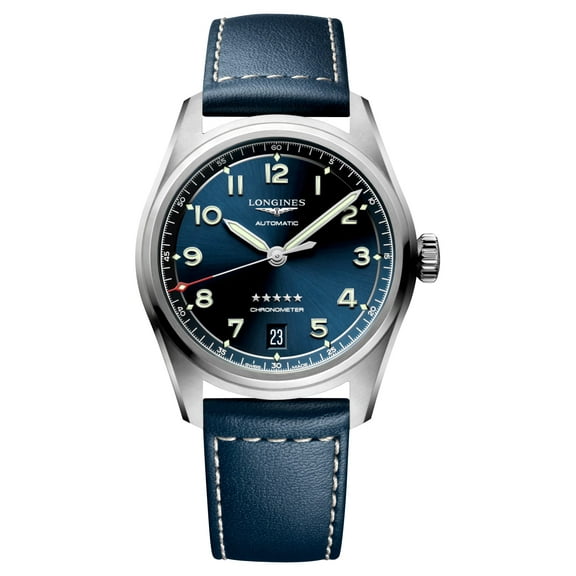 Longines Spirit Automatic COSC Stainless Steel Blue Dial Blue Leather Strap Date Unisex Watch L3.410.4.93.0