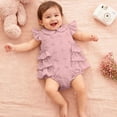 thumbnail image 5 of Baby Onesies Girl Newborn Outfits Baby Girl Clothes Summer Fly Sleeve Floral Embroidery Romper Ruffle Bodysuit Jumpsuit One-Piece, 5 of 7
