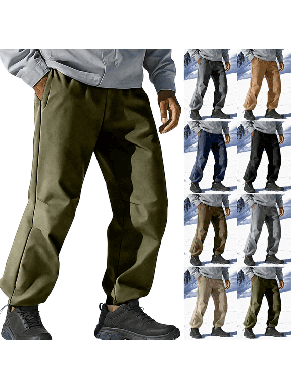 Mens Winter Snow Pants Waterproof Windproof Soft Fleece Lined -20C Extreme Warm with Deep Pockets