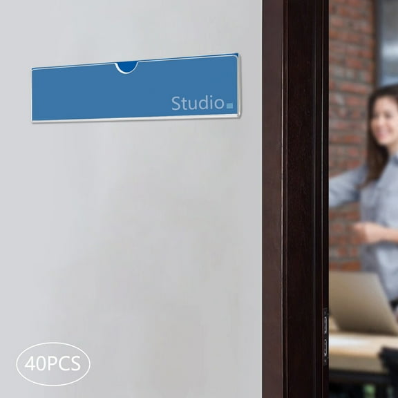 40pcs Office Name Plate Holders Acrylic for Wall Mount or Desk Top Name Plates