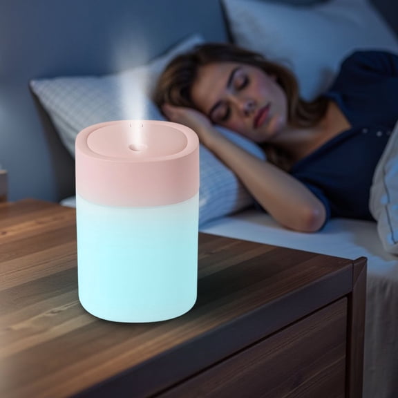 Portable USB Humidifier for Bedroom, Desk & Car, Quiet Operation with Auto Shut-Off, Colorful LED Night Light, Personal Humidifier for Plants & Travel, Pink