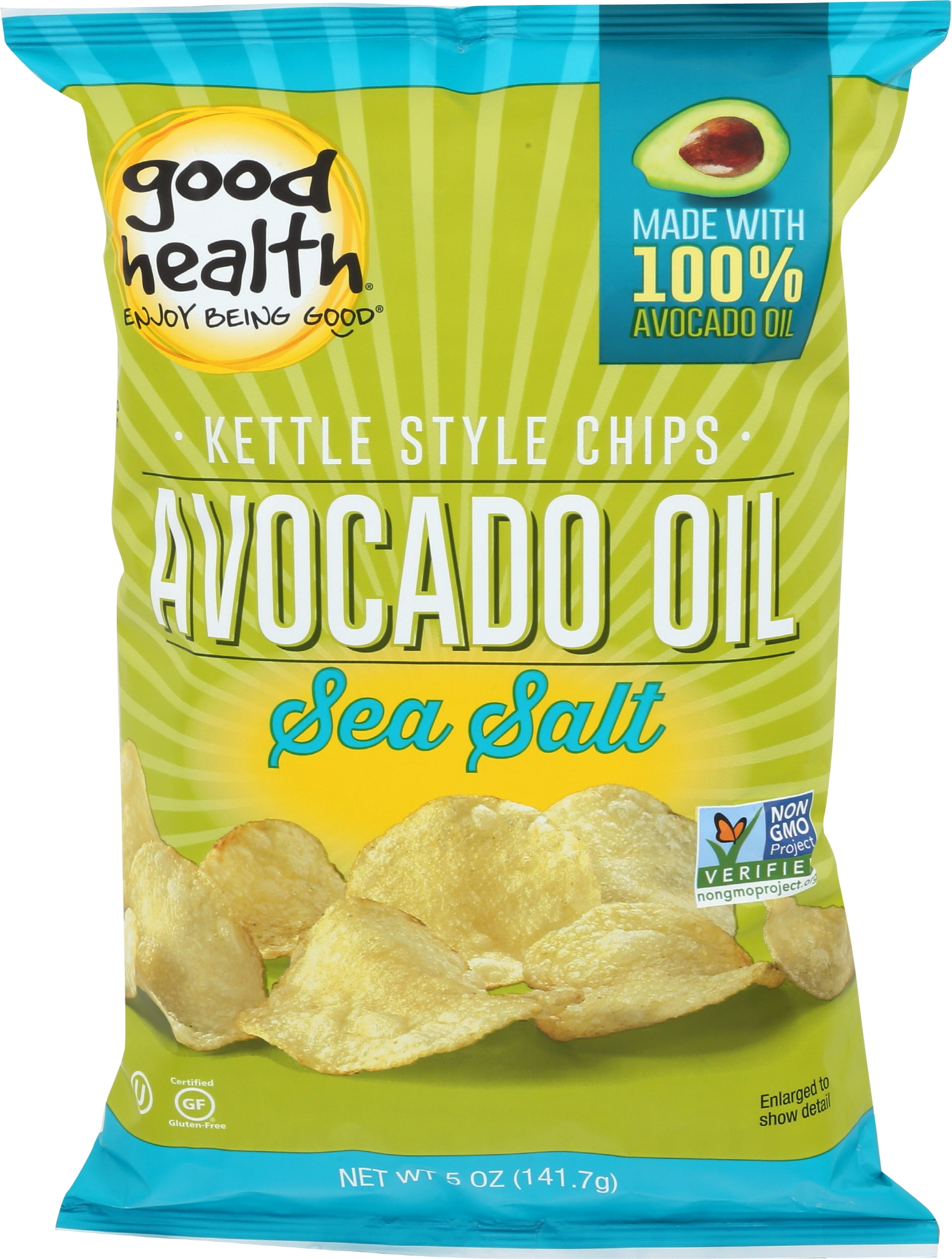 Pack of 12, Good Health Avocado Oil Kettle Style Potato Chips Sea Salt, 5 oz