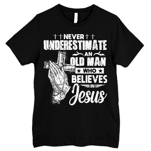 FLAGWIX Vintage Men Bible, Christian Gift, Never Underestimate an Old Man Who Believes in God T-shirt HTT102HVN