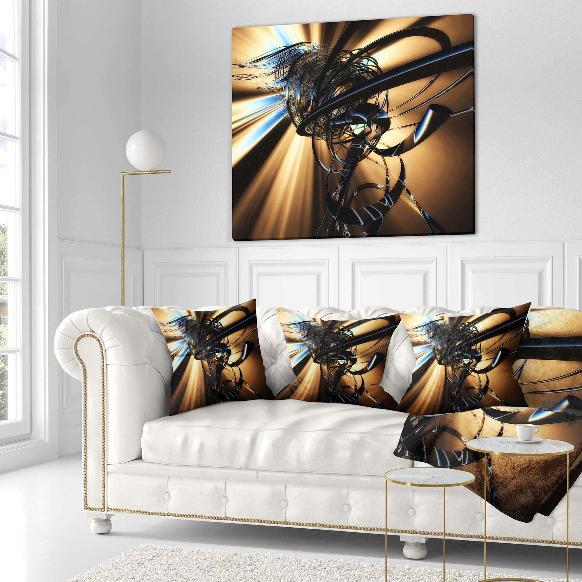 Designart Fractal 3D Dark Brown Tangle - Contemporary Throw Pillow - 18x18