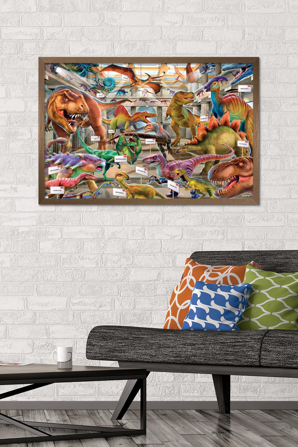 PD Moreno - Dinosaur Museum Wall Poster, 22.375" x 34" Framed