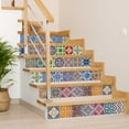 thumbnail image 5 of Mi Alma Removable Vinyl Vintage Blue Orange Backsplash Tile Stickers, 24pcs, 5 of 9