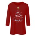 thumbnail image 4 of Busydd Christmas Shirts for Women Trendy Xmas Holiday Graphic Tshirts Shirts for Women Casual 3/4 Length Sleeve Round Neck Womens Christmas Tops S, 4 of 4