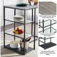 thumbnail image 6 of VECELO Bar Table and Chair Set, Dining Tables with 2 Bar Stools, Kitchen Counter with 3 Tier Storage Shelves, Counter Height Dining Tables & Chairs for Kitchen, Living Room, Black, 6 of 9
