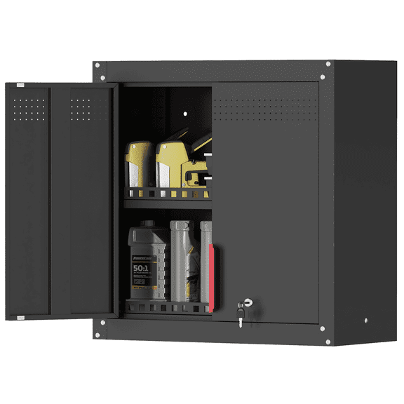 Garage Wall Cabinet, Metal Wall Cabinet with Lockable Doors, 26" Tall Wall Cabinet with Adjustable Shelf,Garage Storage Cabinets Shelf with Anti-fall Rails for Garage, Storage Room