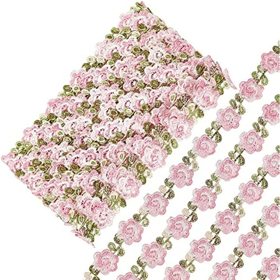 5 Yard Sunflower Flower lace Trim Ribbon Embroidery Pink DIY Lace Floral Applique Sewing Craft