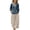 #0260-Light Blue, variant on Women Boho Embroidered Sets 3/4 Sleeve Linen Blend Tops Wide Leg Loose Pants Bohemian Two Piece Outfits for Festival Vacation