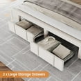 thumbnail image 3 of Full Size Upholstered Bed Frame with Storage Drawers and Wooden Slats in Beige, 3 of 6
