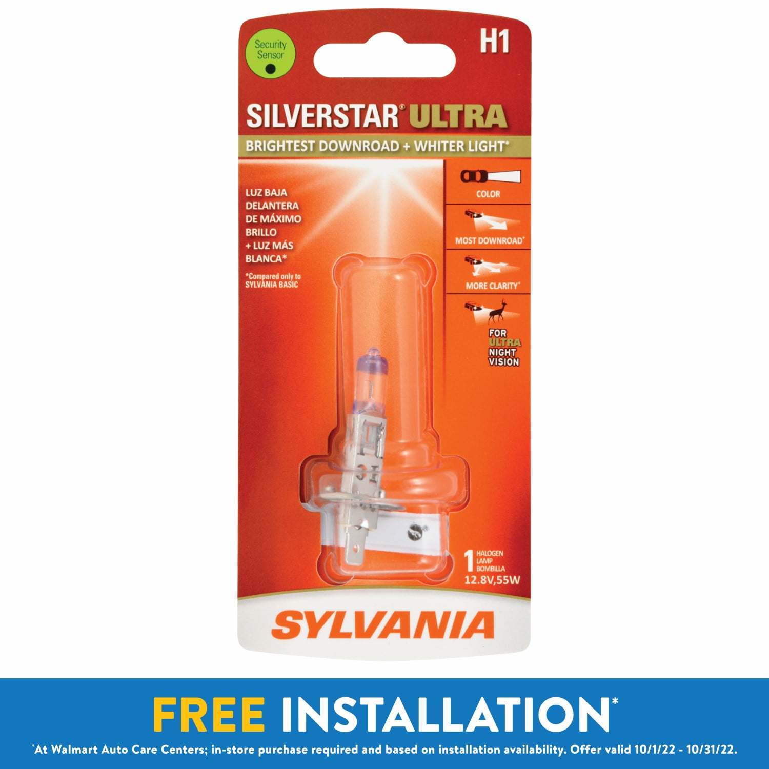 Contains 1 Bulb SYLVANIA H1 Basic Halogen Headlight Bulb, 