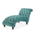 thumbnail image 3 of Classic Velvet Button Tufted Chaise Lounge, Armless Recliner Chair Sofa with Nailhead Trim Solid Wood Legs for Living Room Bedroom Office, 3 of 14