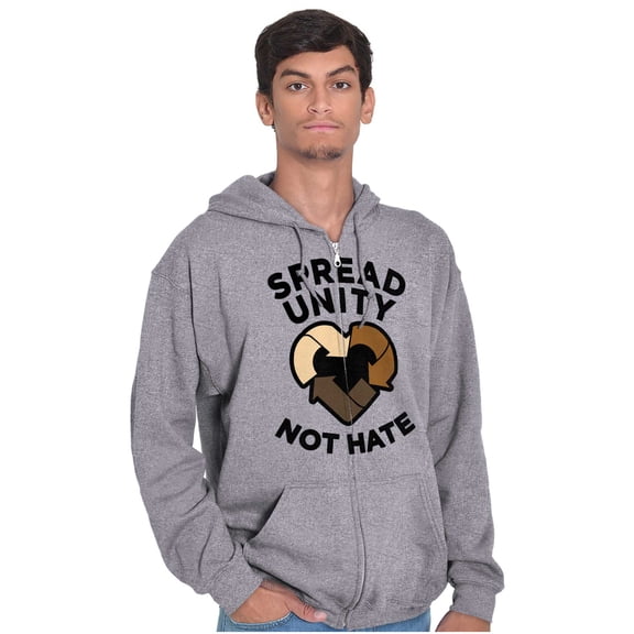 Spread Unity Not Hate Social Justice Zip Up Hoodie Men's Women's Brisco Brands S
