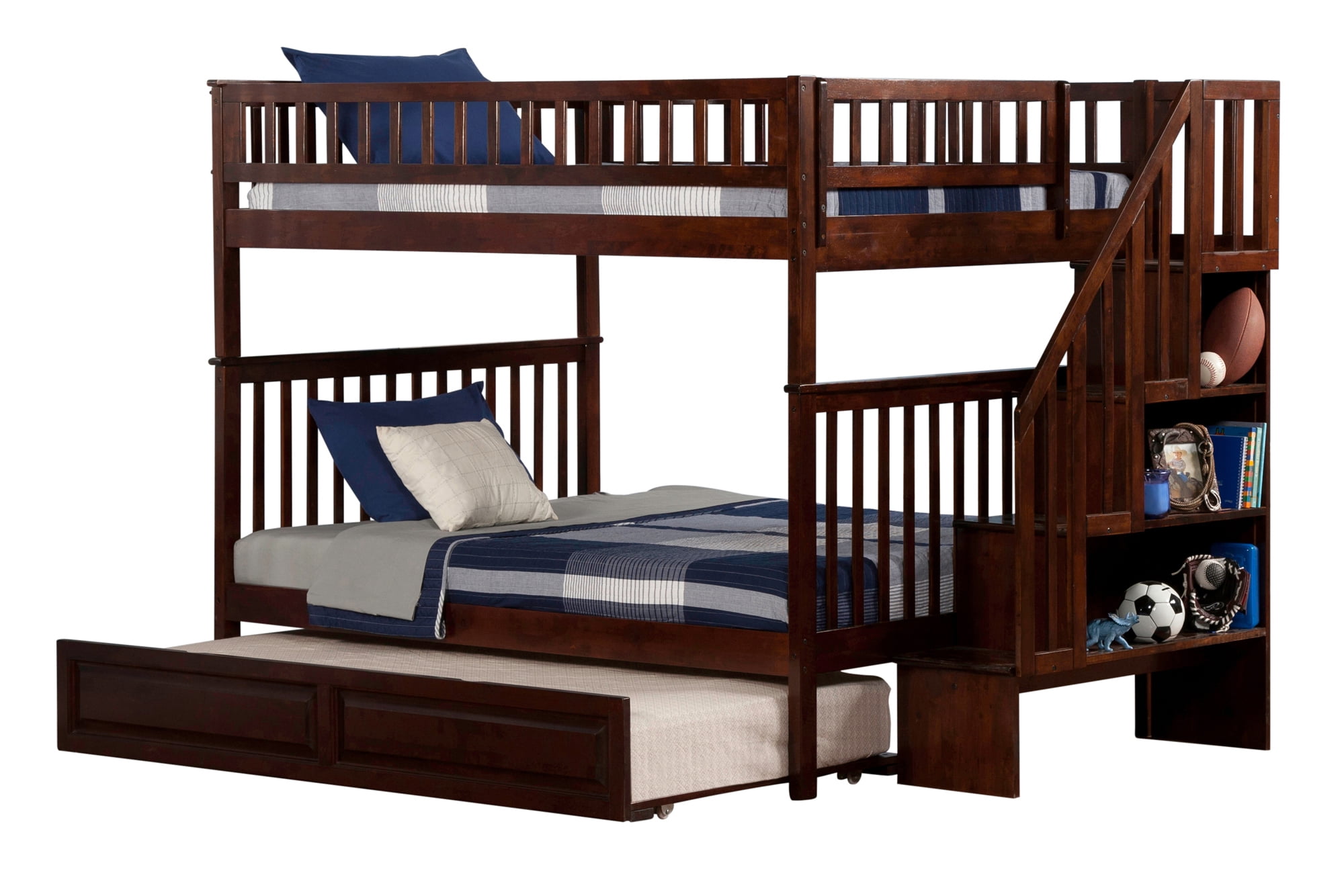 Woodland Staircase Bunk Bed Full over Full in Multiple Colors and