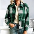thumbnail image 4 of Enjoytime Fall Jackets for Women Plaid Lapel Collar Button Down Cropped Jacket Trendy Casual Coat Fashion Long Sleeve Outerwear, 4 of 7