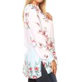 thumbnail image 4 of Sakkas Fara Women's Casual Floral Print Lightweight Long Sleeve Blouse Tunic Top - FLW244-White - Plus Size, 4 of 5