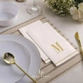 thumbnail image 2 of Fonteme Linen-Feel Guest Towels | 14 Gold Letter 'M' White Paper Dinner Napkins, Alegreya Font, air-laid Material [14PK], 2 of 3