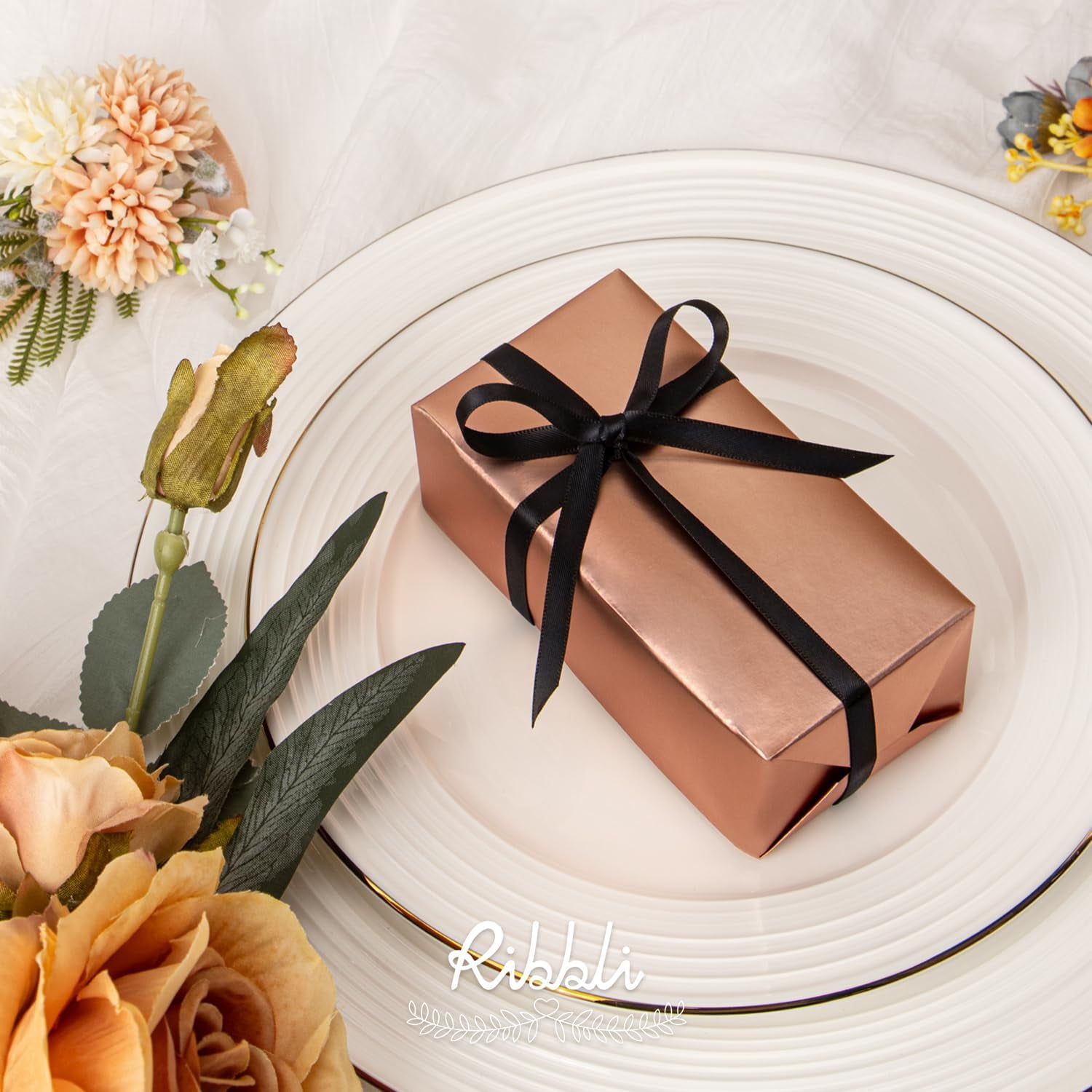 Black Satin Ribbon,Double Faced Satin 1/4 inch x Continuous 50 Yards,Black Ribbon Use for Bows Bouquet,Gift Wrapping,Wedding Decoration,Floral Arrangement