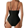 thumbnail image 1 of YFELWZ Women's Plus Size Conservative Strapless Swimsuit With Solid Color Beach Spa Black S, 1 of 9