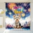 thumbnail image 3 of Happy New Year with Yorkshire Terrier Fireworks Holiday Xmas Winter 2025 Shower Curtain Yorkie Dog Lover Gifts Waterproof Bathroom Bathtub Curtain - 00025, 3 of 5