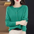thumbnail image 6 of Women's Solid Color Button Up Sweater Pullover Top Long Sleeve Round Neck Casual Fashionable Loose Fit Warm Knit Winter Holiday Gift | CSEONE,Green XL, 6 of 9