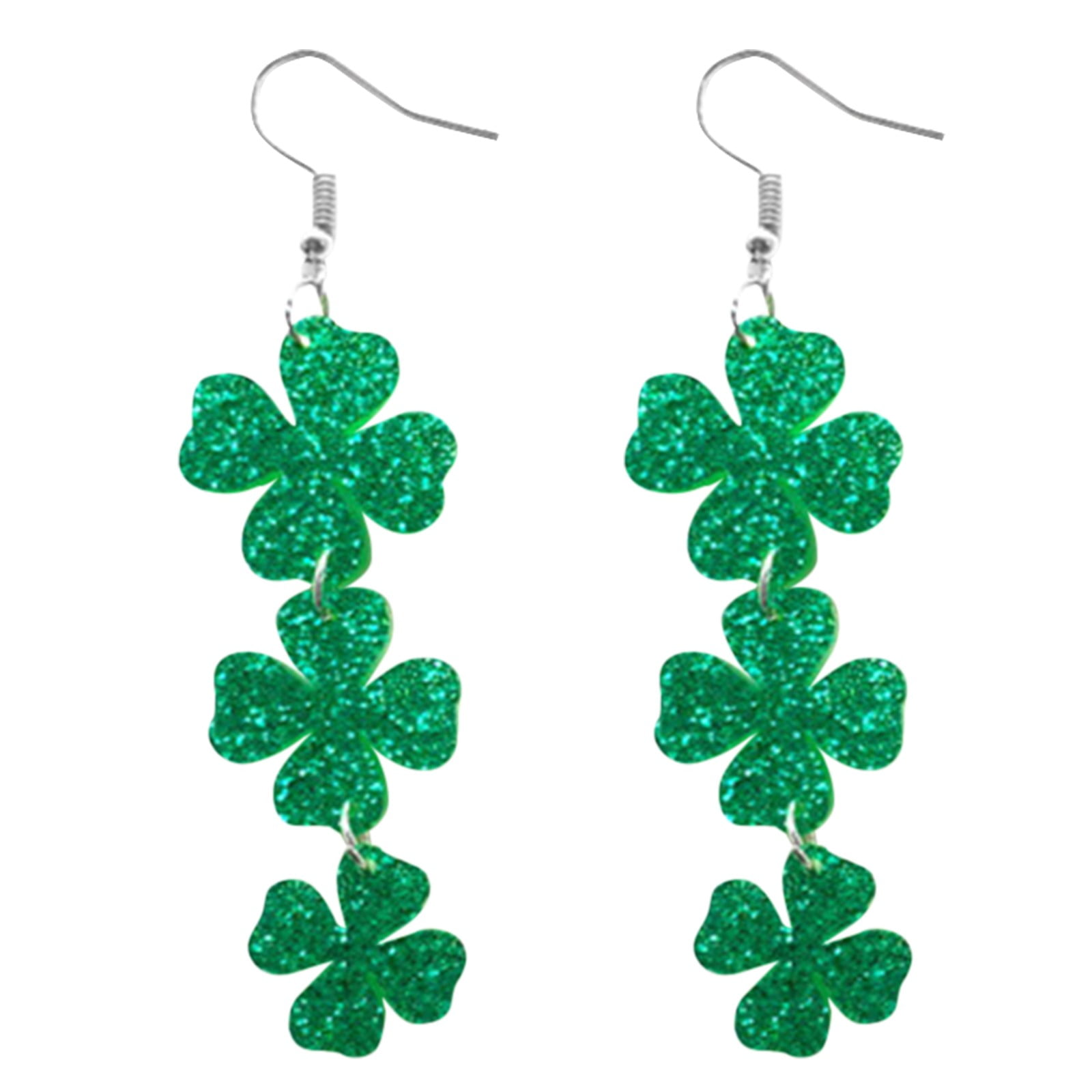 1pc St. Patrick's Day Green Wooden Print Earrings, Gift For Holiday