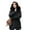 Black L, variant on Winter Down Coat Thickened Padded Plush Hood Mid Length Windproof Pockets Long Sleeves Adjustable Drawstring Daily Outwear Cotton Jacket