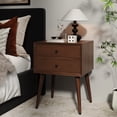 thumbnail image 1 of Noble House Mid-Century Nightstand with 2 Drawers, Solid Pine Wood, Brown, 1 of 9