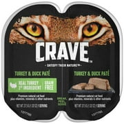 (24 Pack) CRAVE Grain Free Adult High Protein Wet Cat Food Pate Turkey & Duck, 2.6 oz. Twin-Pack Tray