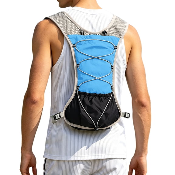 Fgnfyis Womens Backpack Multifunctional Outdoor Running Pack Lightweight Vest Breathable Mesh Reflective Secure Storage Men Hiking Backpack Men Sky Blue