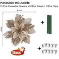 thumbnail image 5 of RECUTMS 10 Pcs Christmas Glitter Artificial Poinsettia Flowers 6inch Christmas Wreath Christmas Tree Flowers Ornaments Holiday Seasonal Decorations (Gold, 6inch), 5 of 7