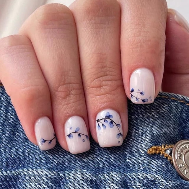 Set Press On Nails Curvlife Soft Gel, 30 unidades, funda completa, azul