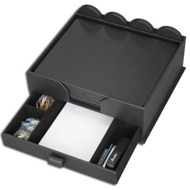 Black Leatherette 23-Piece Conference Room Set with Integrated Organizer