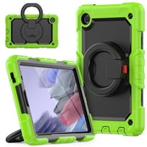 TECH CIRCLE Case for Samsung Galaxy Tab A7 Lite (8.7") Tablet (SM-T220)- [Built with Screen Protector] Heavy Duty Protection Rugged Case with Kickstand Portable Handle Drop Proof Cover, Green Black