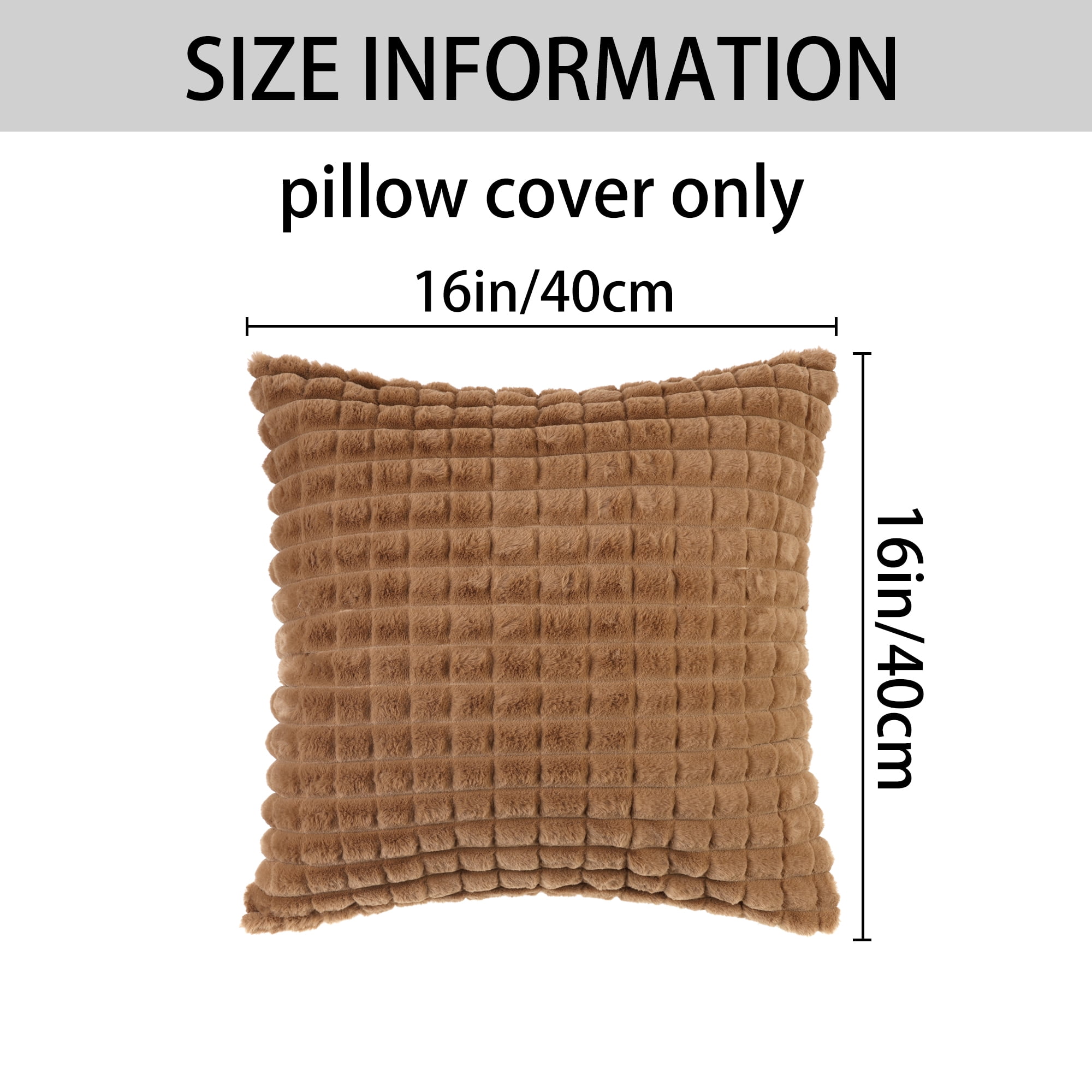 Unique Bargains 4 Pcs Checkered Faux Fur Plush Throw Pillow Covers Home Decor Pillowcases Brown 16" x 16"