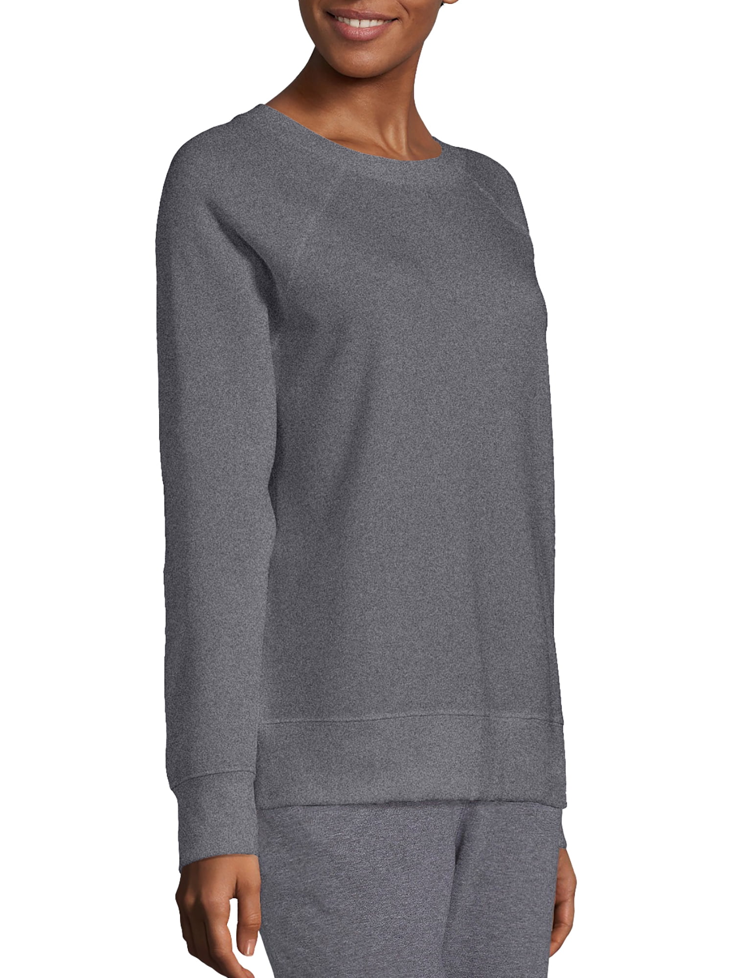 Hanes Women's Luxe Collection Lightweight Fleece Raglan Sleeve Sweatshirt