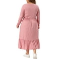 thumbnail image 3 of Vestido de Pascua de Talla Grande para Mujeres Agnes Orinda, Manga Larga, Corto en A con Bolsillos 2X Rosa, 3 of 5