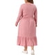 thumbnail image 3 of Vestido de Pascua de Talla Grande para Mujeres Agnes Orinda, Manga Larga, Corto en A con Bolsillos 2X Rosa, 3 of 5