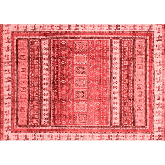 Ahgly Company Machine Washable Indoor Rectangle Abstract Red Modern Area Rugs, 2' x 4'