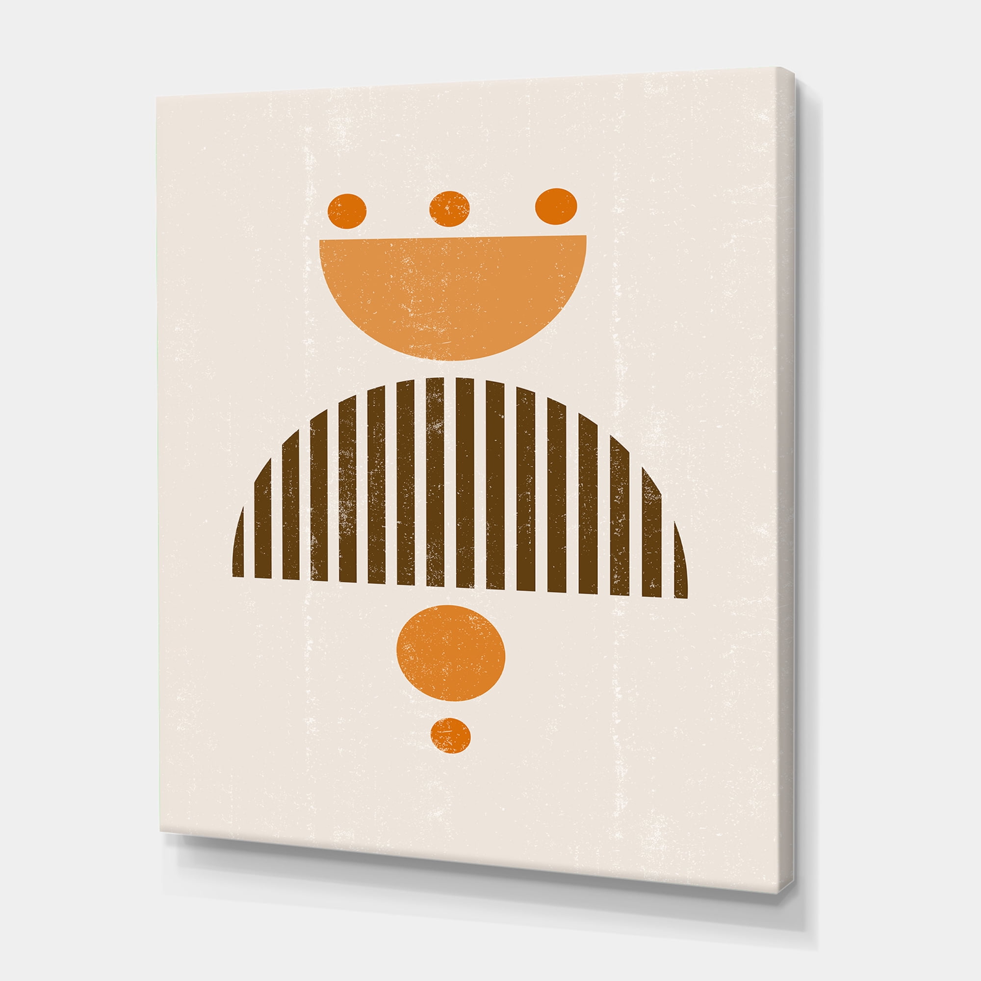 Designart ' Abstract Minimal Moon and Sun In Earth Tones II ' Modern Canvas Wall Art Print