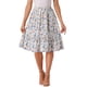 thumbnail image 1 of Faldas de mujer Inspire Chic con cintura elástica, en línea A, con volantes en capas, florales, midi, azul y blanco, talla L, 1 of 6