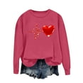 thumbnail image 2 of Itsame Long Sleeve Heart T-Shirts Women's Valentine's Sweatshirt Loose Crew Neck Tops Hot Pink Size S, 2 of 5