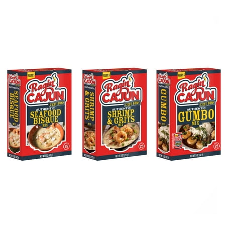 Ragin' Cajun Seafood Lovers Dinner Variety Pack - Gumbo, Seafood Bisque, Shrimp & Grits