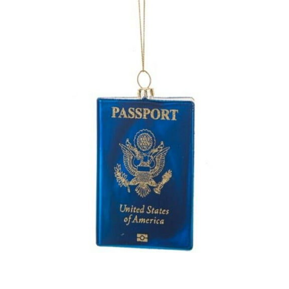 Ganz Passport Christmas Tree Ornament Glass 4 Inch Blue