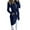 Blue, variant on Aboser Women's Solid Jacket Casual Lapel Open Front Woolen Cloth Long Sleeve Trench Blazers Work Office Suit With Pockets Cardigan