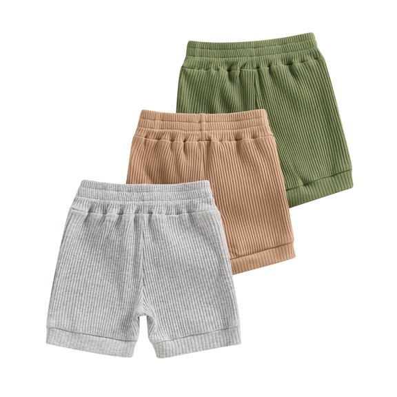 Aojekbee Baby Girls Boys Shorts Set, Elastic Waist Solid Summer Shorts Bottoms for Casual Daily